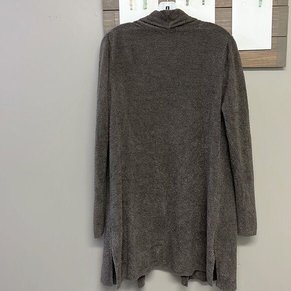 Barefoot Dreams Bamboo Chic Lite Heather Gray Open Cardigan with Pockets- Large - Picture 4 of 16